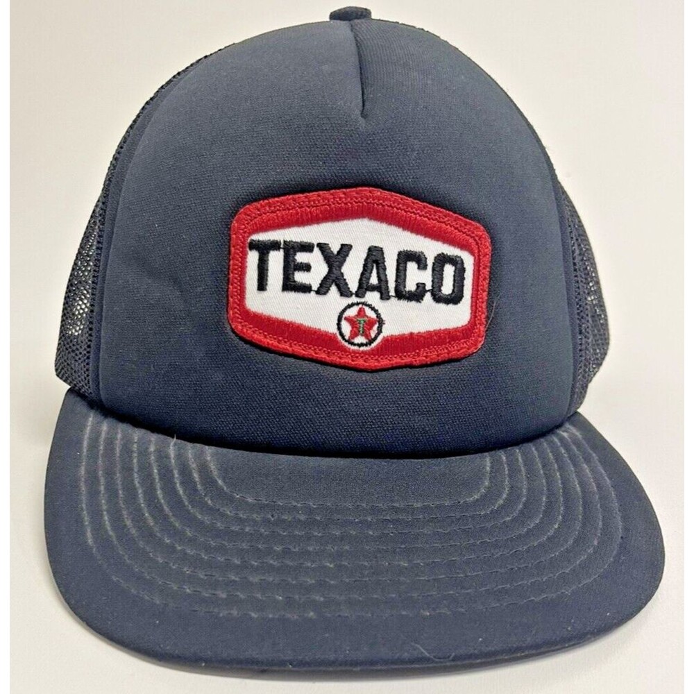 Vintage Texaco Trucker Hat Logo Patch Hat Five Panel Black Retro Adults One Size